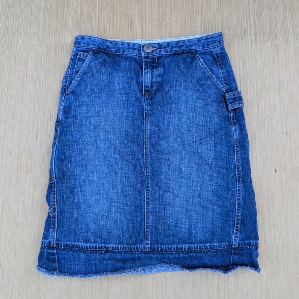 Banana Republic‎ Y2K Carpenter Knee Length Blue Denim Skirt Women's 2